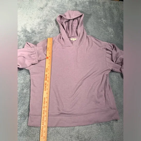 Madewell purple puff sleeve Hoodie medium - Picture 6 of 10